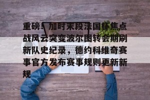 开云入口-重磅！加时末段法国杯焦点战风云突变波尔图转会期刷新队史纪录，德约科维奇赛事官方发布赛事规则更新新规的简单介绍